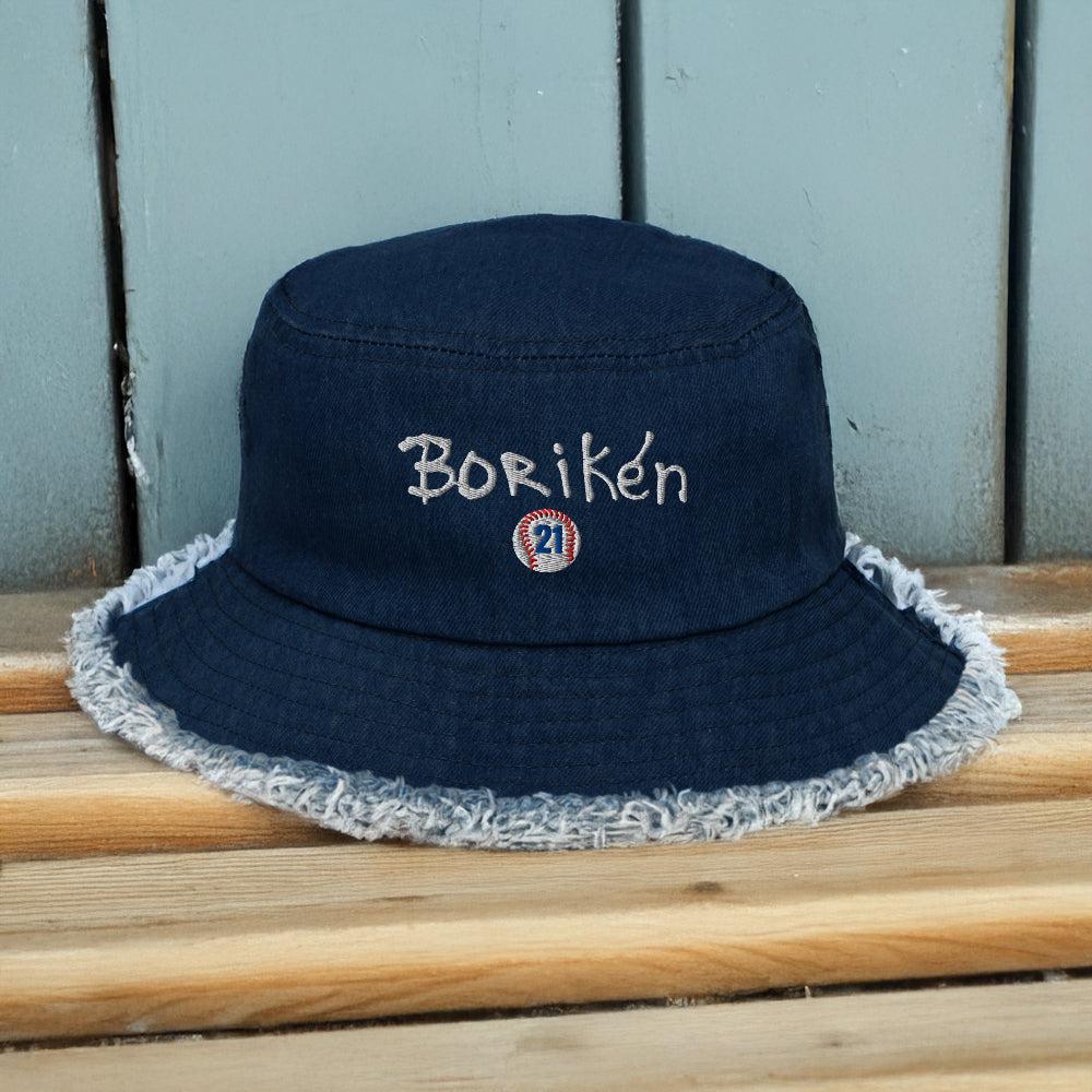 Borikén Heritage 21 – *Roberto Clemente* Jean Distressed Bucket Hat